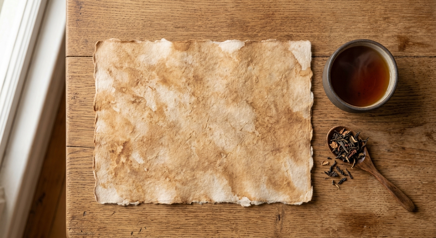 Coffee and tea dyed handmade paper with vintage tone